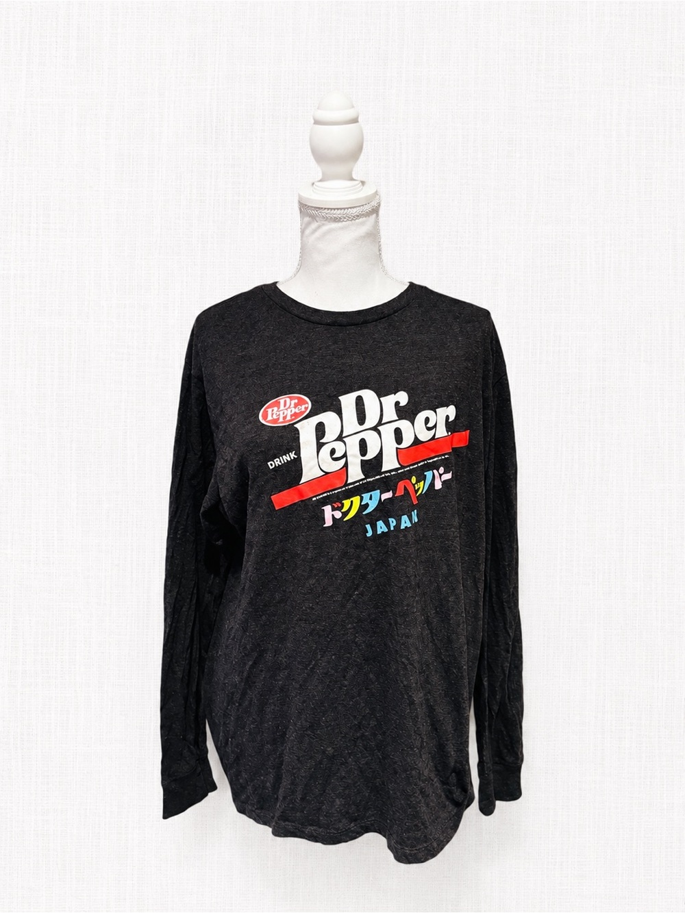 Dr Pepper Japan Black Long Sleeve Graphic Tee - Retro Logo
